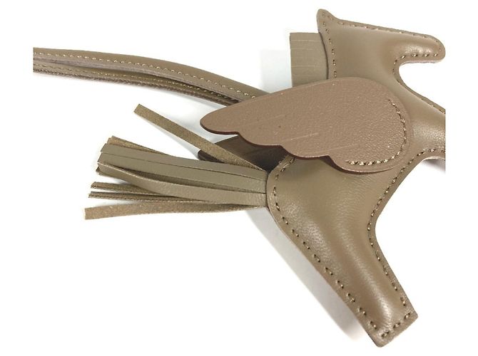 Hermès Portachiavi Hermes Cavallo Cheval Rodeo Pegasus PM Beige Taupe - vista 7