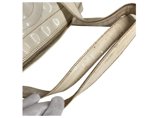 Borsa Tote CHANEL Vintage Logo Triple Coco CC Mark Bianco - vista 8