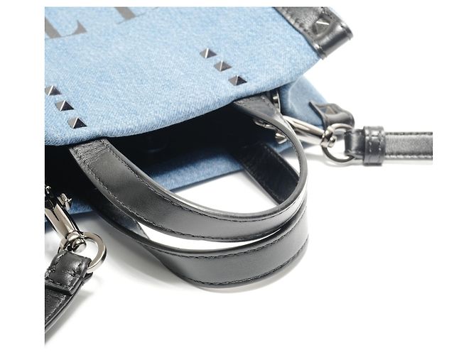 Borsa Tote 2-Way in Denim Valentino VLTN Blu navy - vista 11