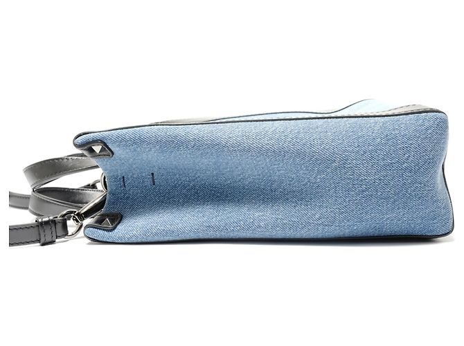 Borsa Tote 2-Way in Denim Valentino VLTN Blu navy - vista 3
