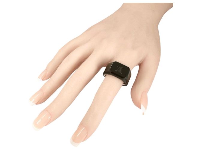 Louis Vuitton LV Logo Ring Braun Silber - Ansicht 7