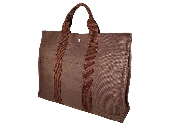 Hermès Borsa Tote Hermes Herline MM Chocolate Marrone - vista 4