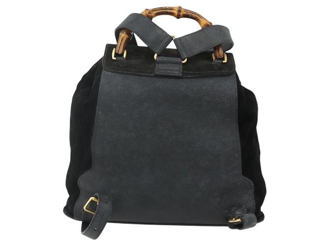 Gucci Vintage Bamboo Camoscio Medium Nero - vista 2