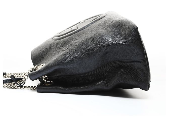 Borsa a tracolla con catena in pelle Gucci Soho Nero - vista 3