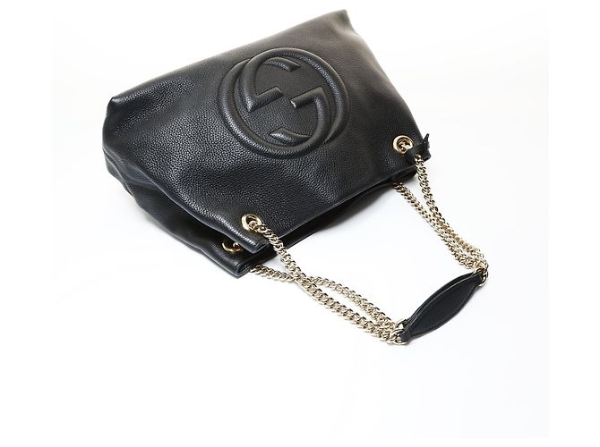 Borsa a tracolla con catena in pelle Gucci Soho Nero - vista 9