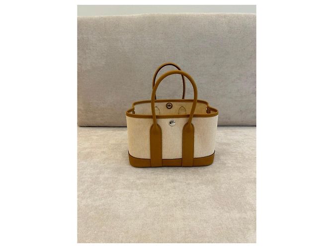 Borsa shopper Hermès Garden Party Marrone Beige - vista 2