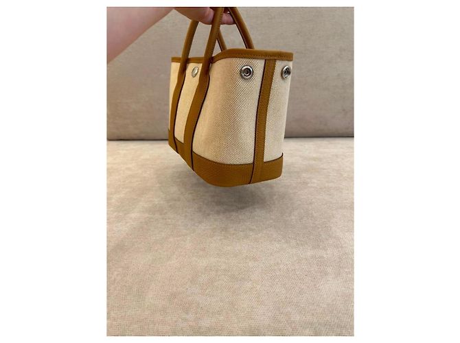 Borsa shopper Hermès Garden Party Marrone Beige - vista 3