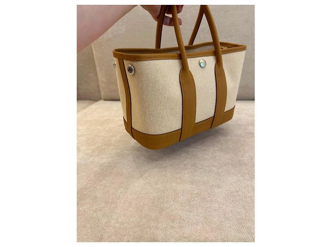 Borsa shopper Hermès Garden Party Marrone Beige - vista 4