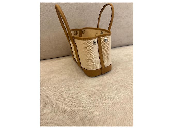 Borsa shopper Hermès Garden Party Marrone Beige - vista 7