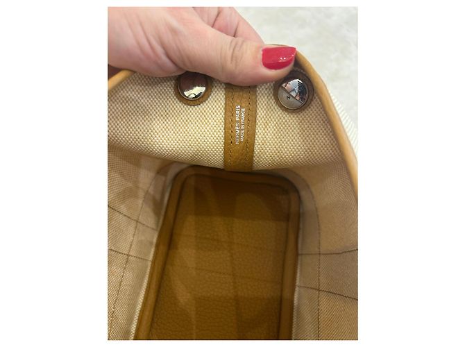 Borsa shopper Hermès Garden Party Marrone Beige - vista 9