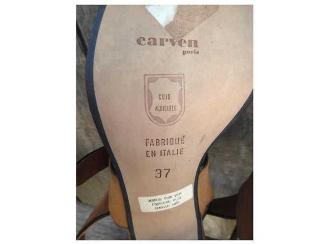 Sandálias vintage Carven Marrom - vista 9