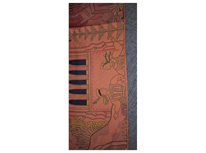 Hermès Paris Seidenschal Pink Blau Orange Gelb - Ansicht 11