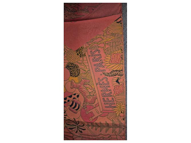 Hermès Paris Seidenschal Pink Blau Orange Gelb - Ansicht 5