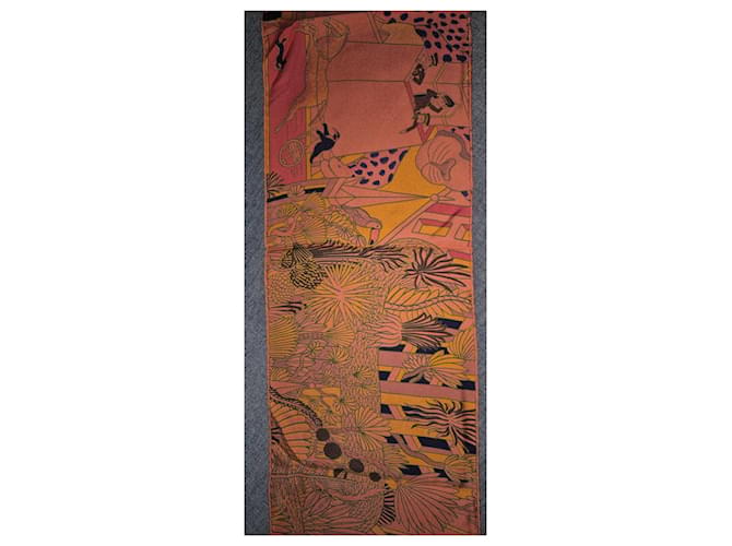 Hermès Paris Seidenschal Pink Blau Orange Gelb - Ansicht 7