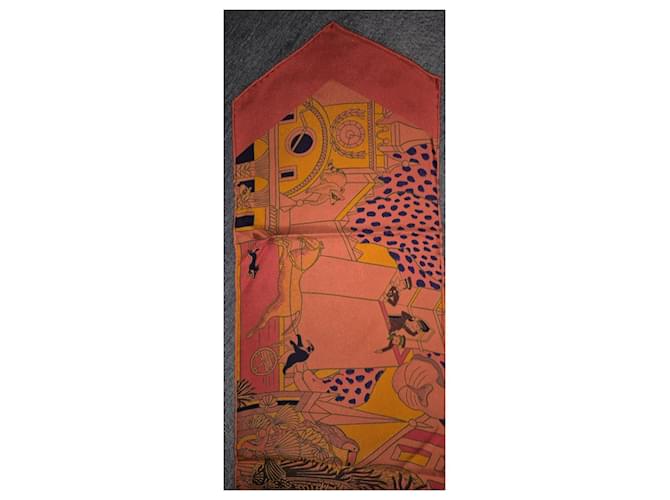 Hermès Paris Seidenschal Pink Blau Orange Gelb - Ansicht 8