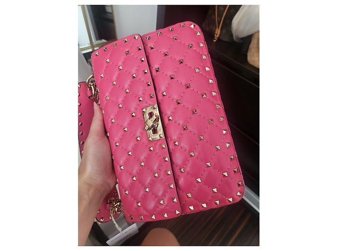 sac en nappa Valentino garavani rockstud spike Rose - vue 5