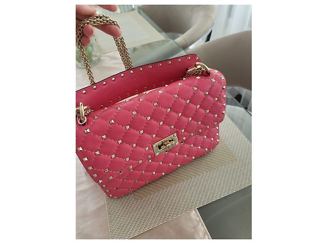 sac en nappa Valentino garavani rockstud spike Rose - vue 6