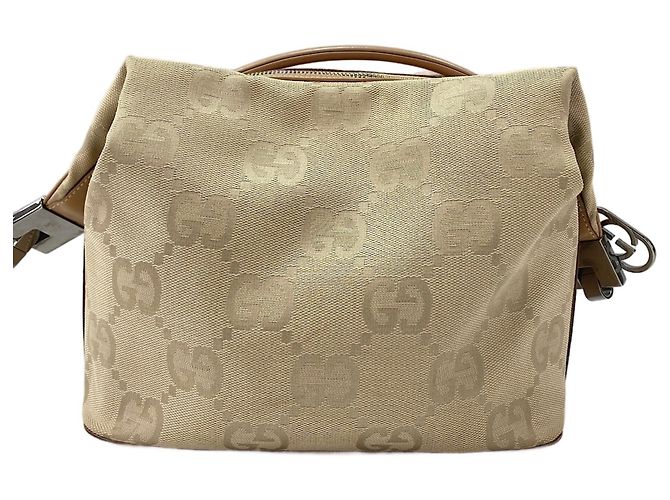 Borsa a Spalla Gucci Giant GG Beige - vista 2