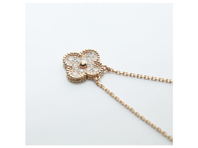Collana Alhambra in oro rosa e diamanti Au750 Van Cleef & Arpels - vista 5