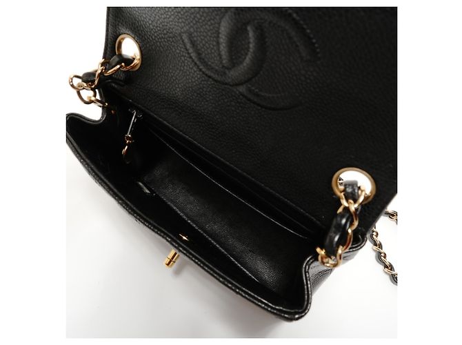 Borsa a tracolla Chanel Caviar Skin Mini Matelassé Nero - vista 13