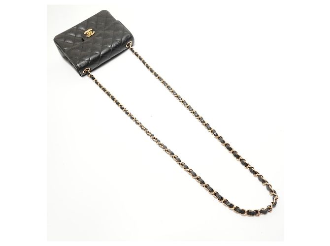 Borsa a tracolla Chanel Caviar Skin Mini Matelassé Nero - vista 8