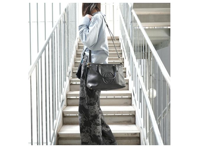 Borsa 2-way in pelle Gucci Soho Nero - vista 14