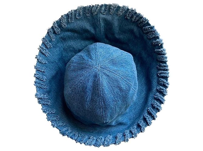 Chanel Denim Bucket Hat mit Rüschenkrempe Blau - Ansicht 2