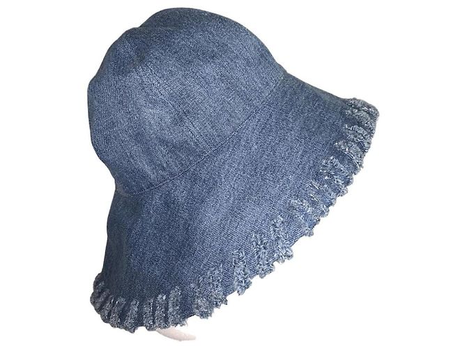 Chanel Denim Bucket Hat mit Rüschenkrempe Blau - Ansicht 3