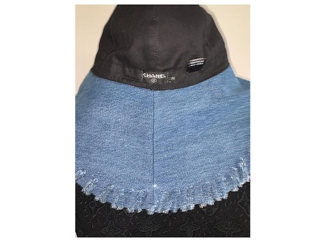Chanel Denim Bucket Hat mit Rüschenkrempe Blau - Ansicht 6