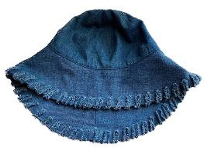 Chanel Denim Bucket Hat mit Rüschenkrempe Blau - Ansicht 7