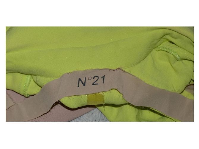 N°21 dress in viscose and acetate lime and powder pink Yellow - vista 5