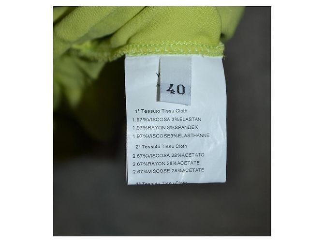 N°21 dress in viscose and acetate lime and powder pink Yellow - vista 6