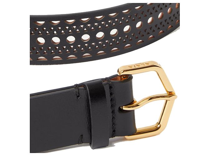 Alaïa Vienne Ledergürtel Schwarz Gold - Ansicht 3