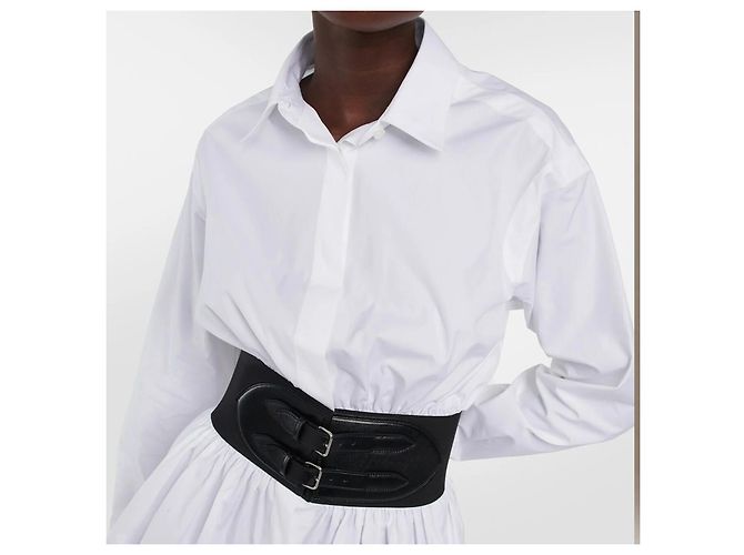 Alaïa Corset-Gürtel aus schwarzem Leder und Elastik - Ansicht 7