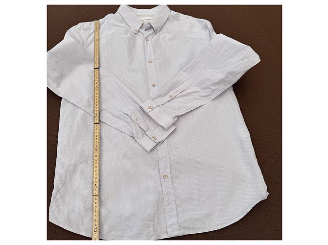 Camicia con bottoni a righe da uomo Alexander McQueen Blu chiaro - vista 6