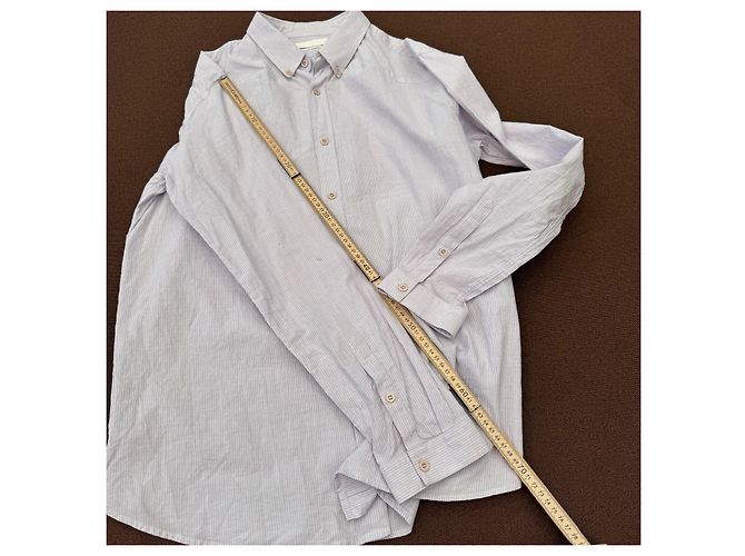 Camicia con bottoni a righe da uomo Alexander McQueen Blu chiaro - vista 7