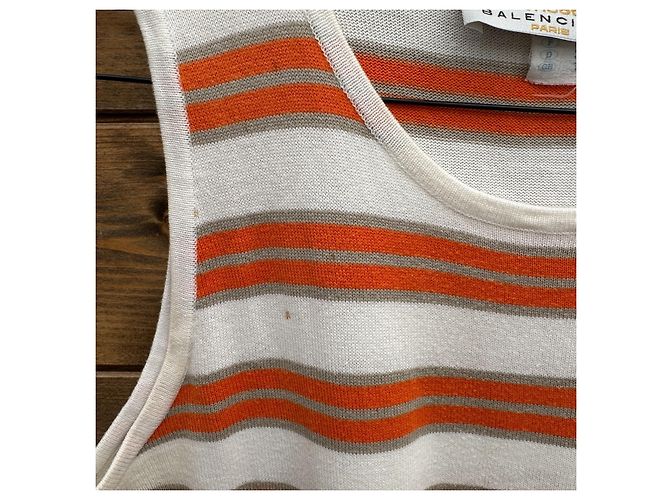 Balenciaga Paris Strickkleid Midi Weiß Orange Grau - Ansicht 2