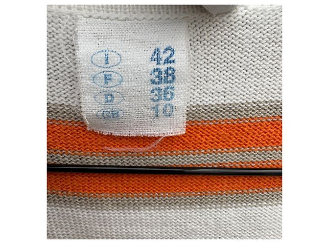 Balenciaga Paris Strickkleid Midi Weiß Orange Grau - Ansicht 4