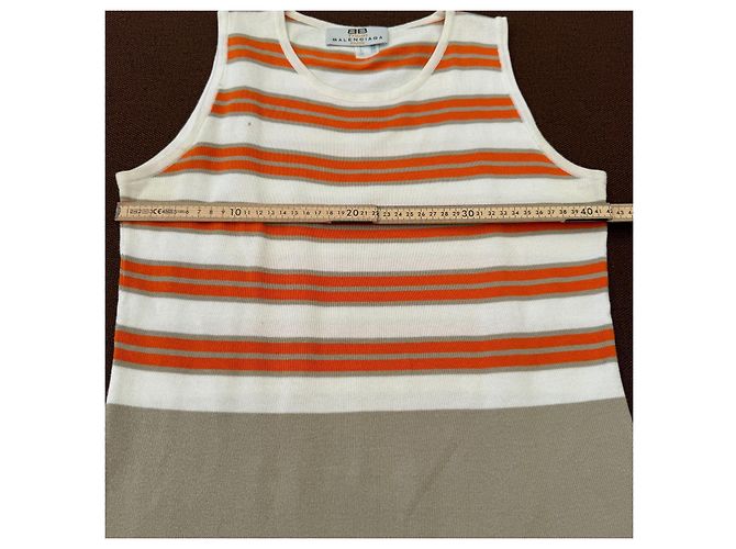 Balenciaga Paris Strickkleid Midi Weiß Orange Grau - Ansicht 6