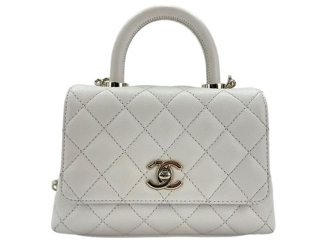 Chanel Coco Handle Handtasche Weiß - Ansicht 2
