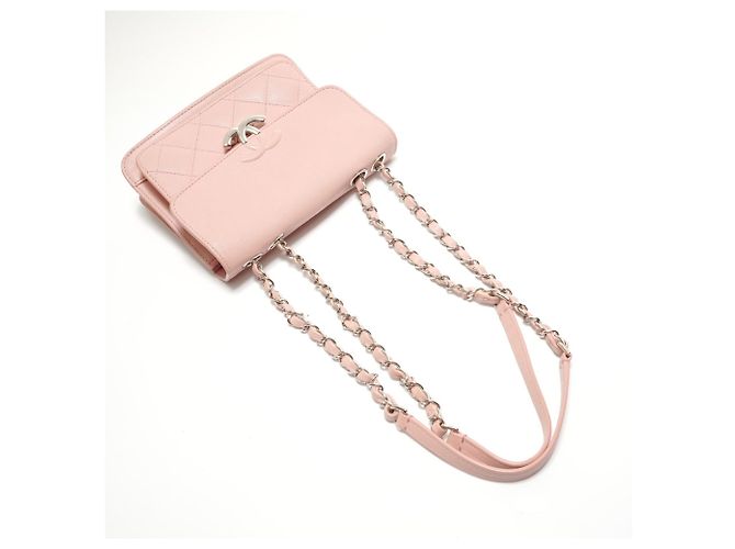 Borsa a tracolla con catena in pelle Chanel Half Coco Mark Rosa - vista 8
