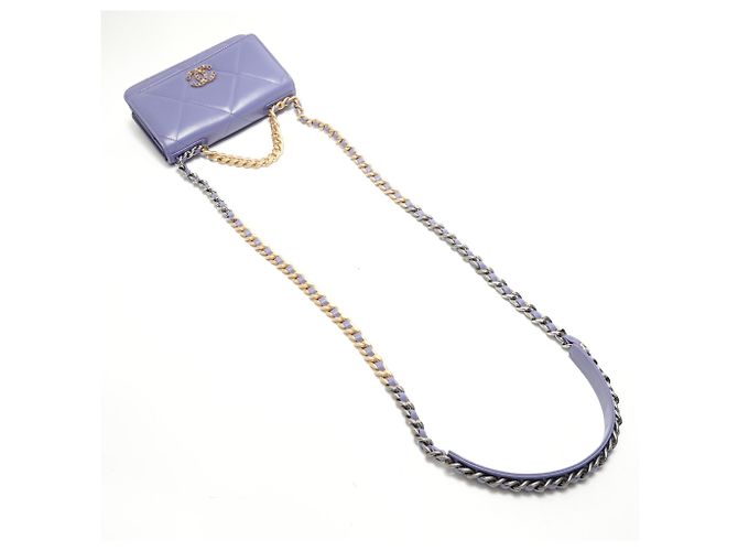 Borsa a tracolla Chanel 19 Matelassé in viola Porpora - vista 8