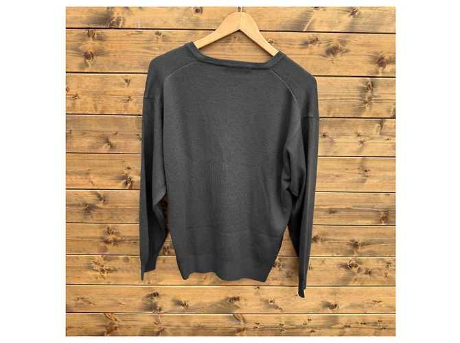 Yves Saint Laurent Pour Homme V-Ausschnitt Pullover aus Wolle Anthrazitgrau - Ansicht 3