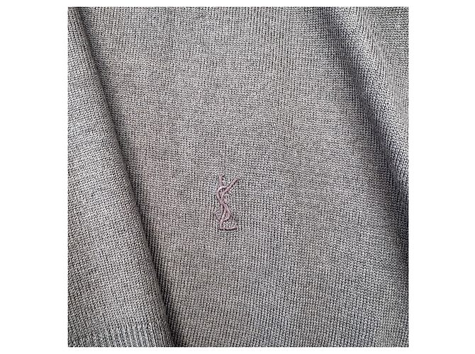 Yves Saint Laurent Pour Homme V-Ausschnitt Pullover aus Wolle Anthrazitgrau - Ansicht 4