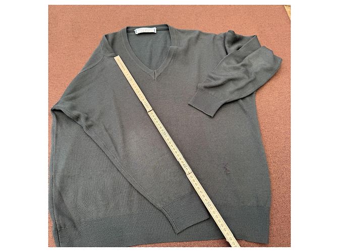 Yves Saint Laurent Pour Homme V-Ausschnitt Pullover aus Wolle Anthrazitgrau - Ansicht 5