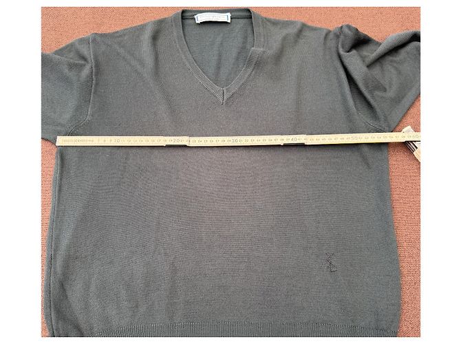 Yves Saint Laurent Pour Homme V-Ausschnitt Pullover aus Wolle Anthrazitgrau - Ansicht 6