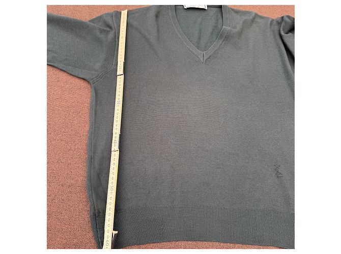 Yves Saint Laurent Pour Homme V-Ausschnitt Pullover aus Wolle Anthrazitgrau - Ansicht 7