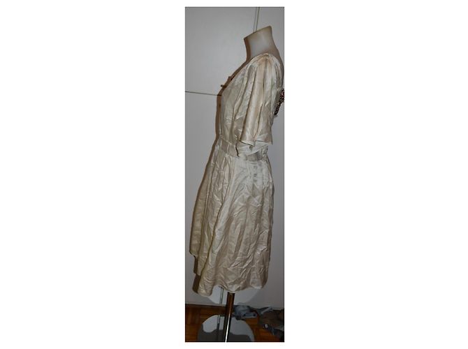 Kurzes La Perla Seidenkleid in Elfenbein mit Perlen Roh Creme - Ansicht 3