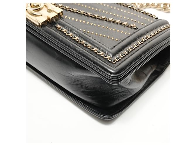 Borsa a tracolla Chanel Boy Chain Medium Nero - vista 6