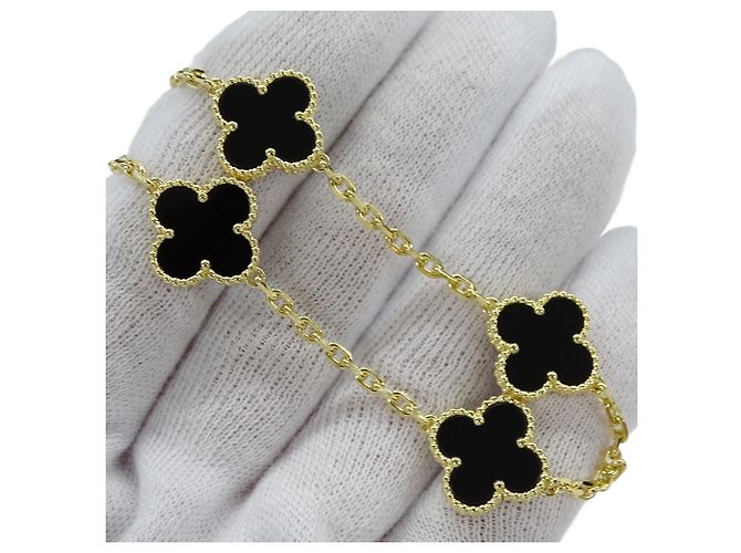 Vintage Alhambra Halskette Van Cleef & Arpels Schwarz Golden - Ansicht 10